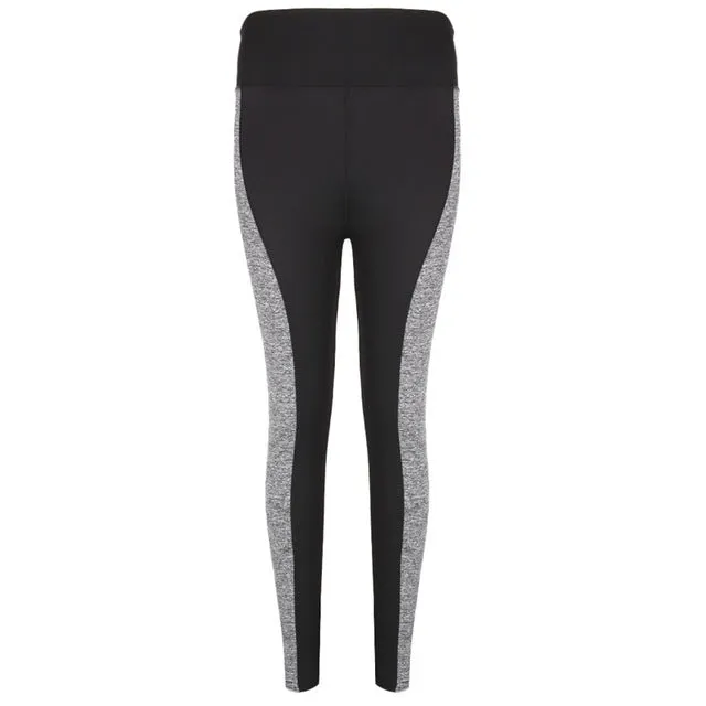 2017  Black/Gray Women's Fitness Leggings Workout Pants Panelled Ladies High Waist Leggins Quickdrying Wear Trousers