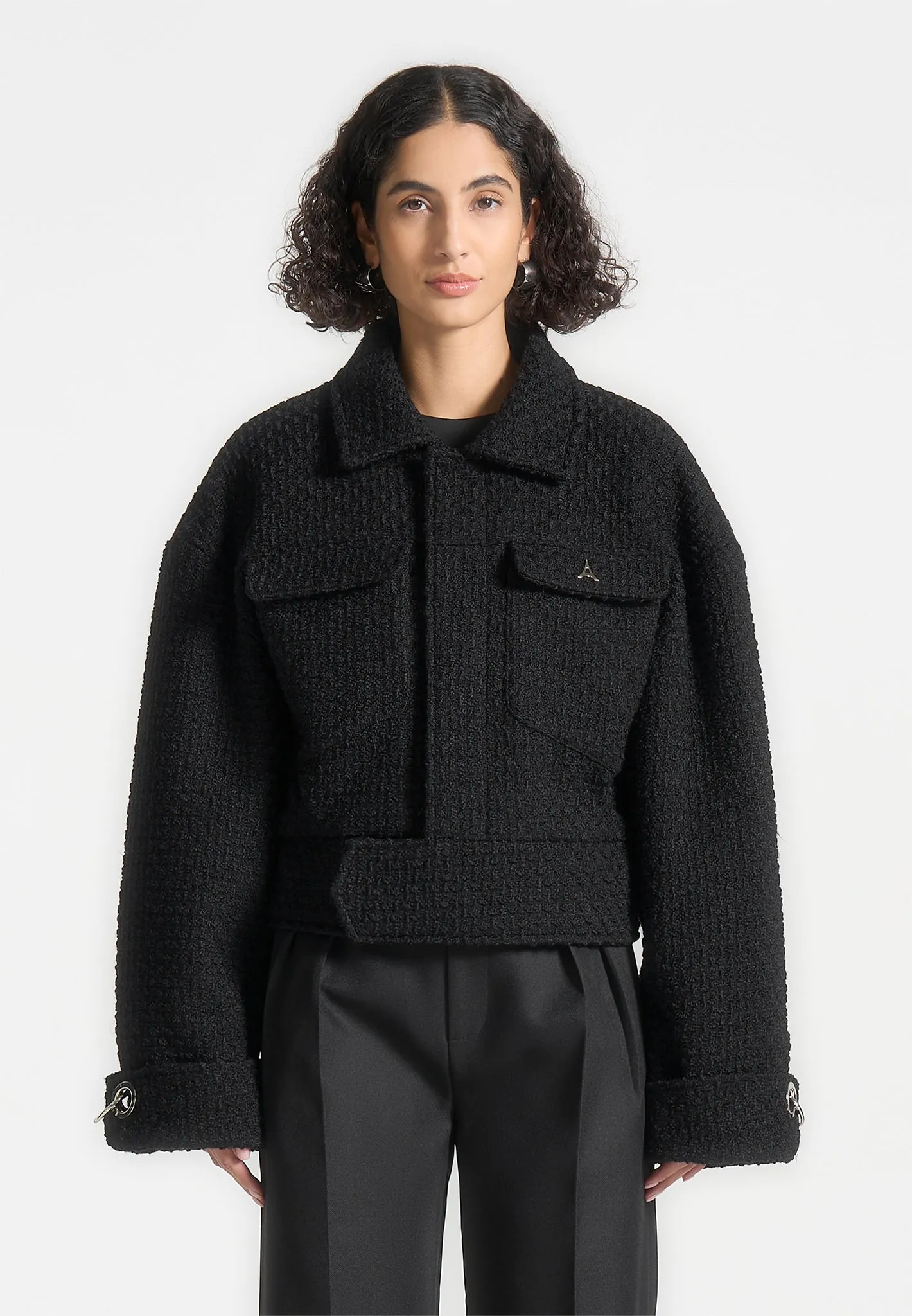 Boxy Boucle Jacket - Black