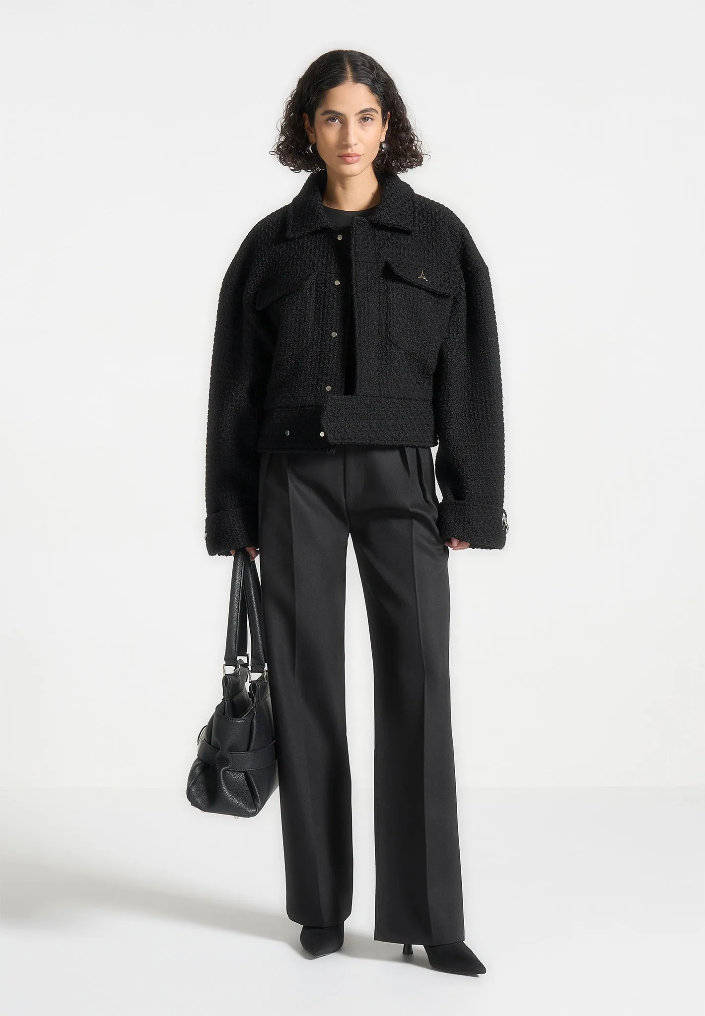Boxy Boucle Jacket - Black