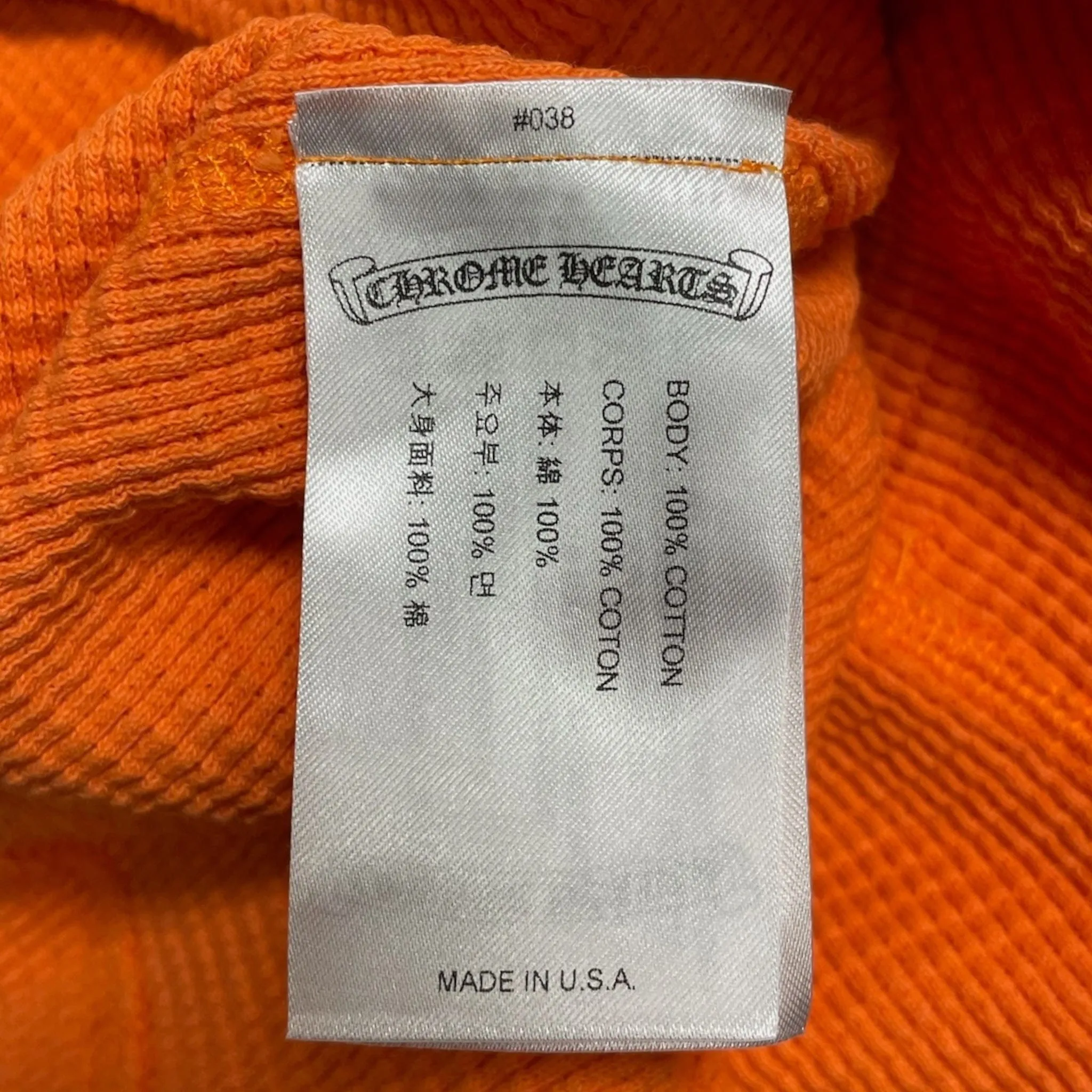 Chrome Hearts Matty Boy Link & Build Long Sleeve Thermal Orange