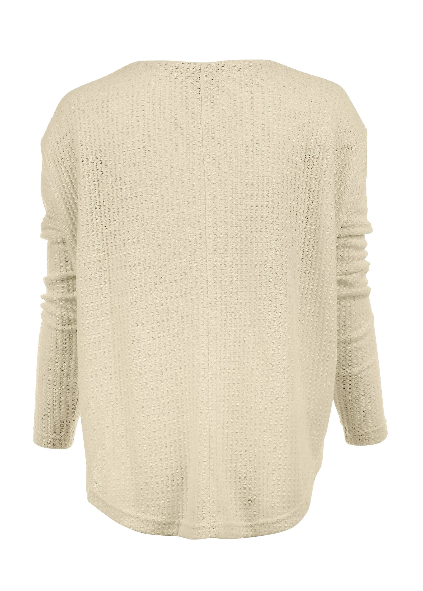 Cozy Waffle Button Down Top - Oatmeal