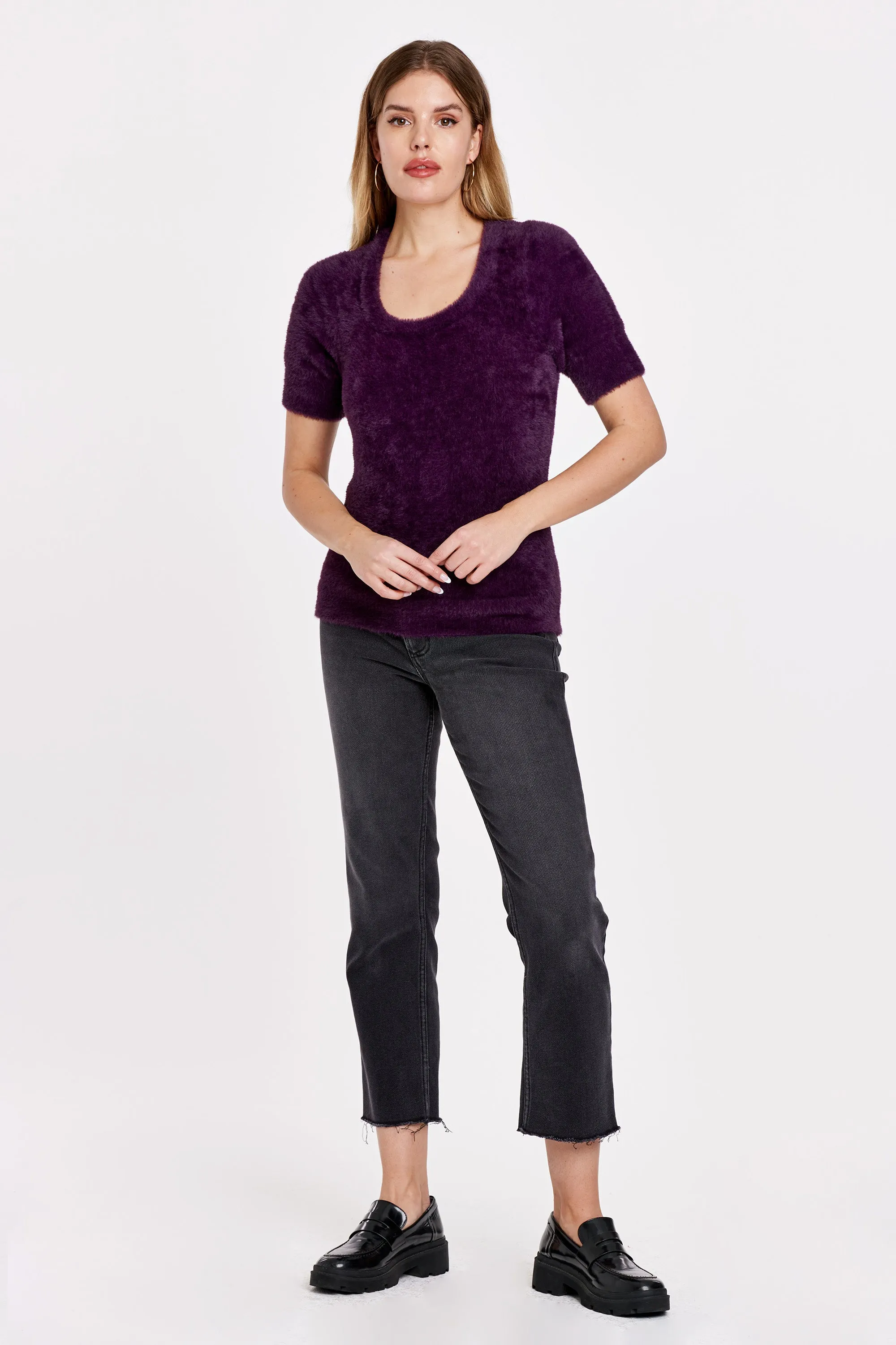 GRETA SQUARE NECK BLOUSE ROYAL RUBY