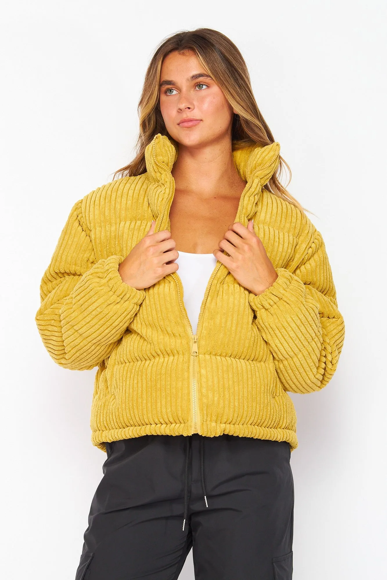 Lemon Ginger Jacket Corduroy Stage Puffer Jacket