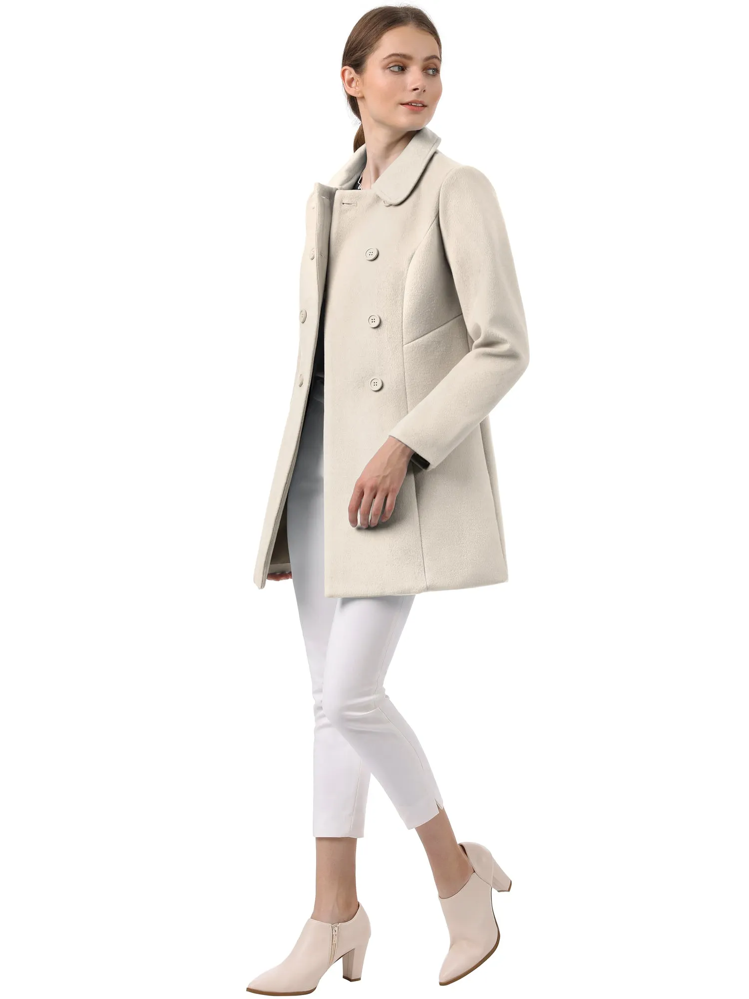 Peter Pan Collar Double Breasted Long Trench Pea Coat