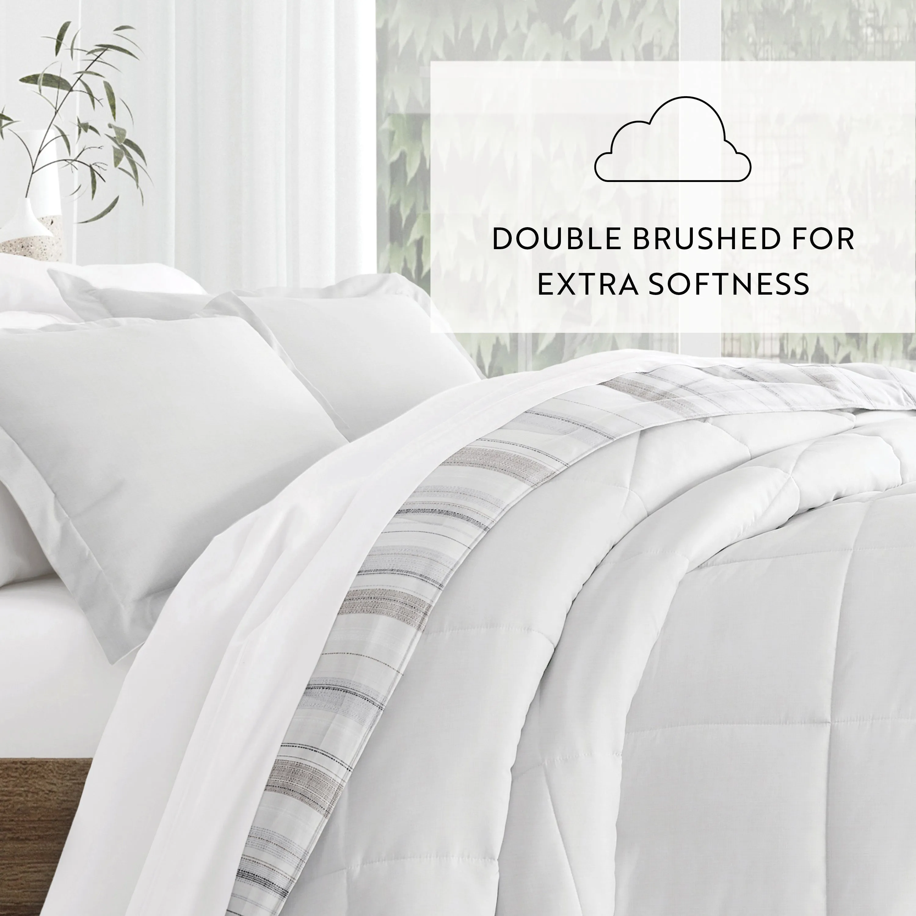 Vertical Stripe Reversible Down-Alternative Comforter Set
